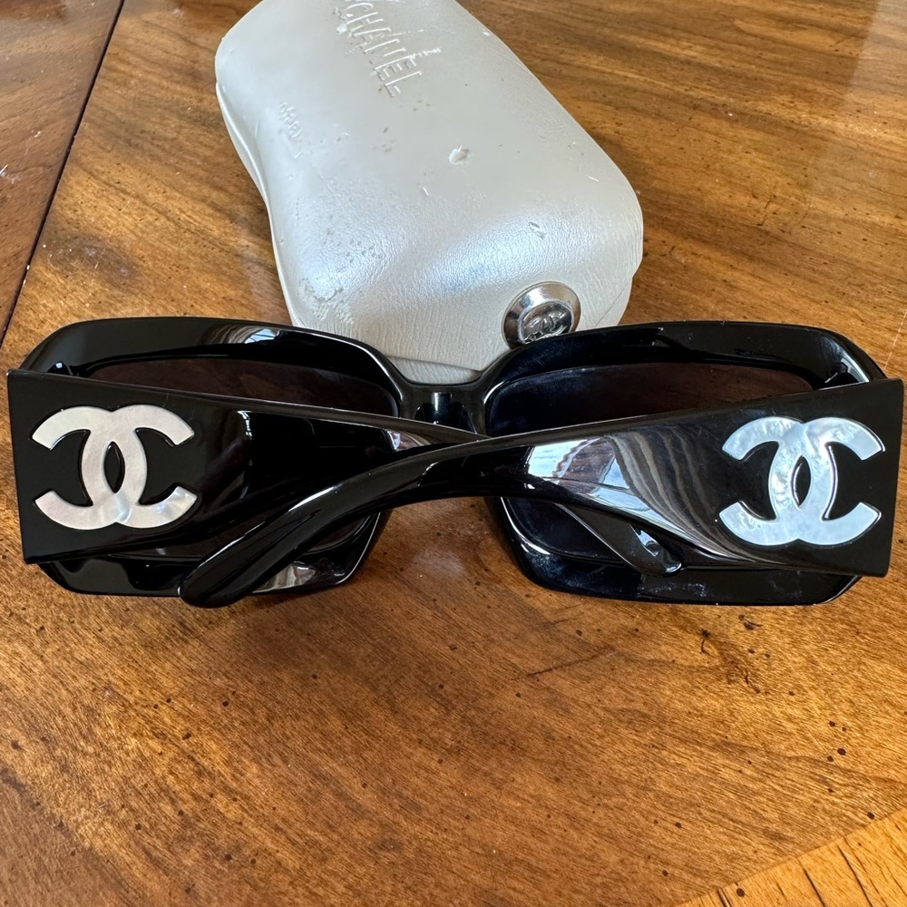 Black Chanel Mother of Pearl Sunglasses